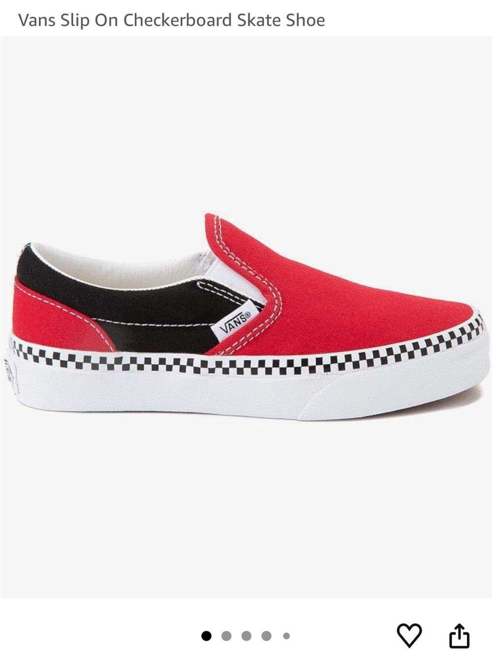 Vans Slip On Checkerboard Skate Shoe Red & Black Checkers Kids Size 4.5 Shoes